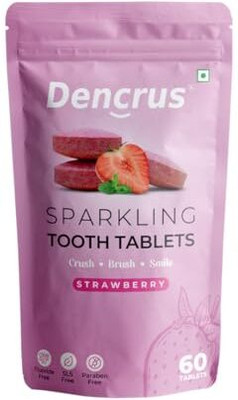Dencrus Tooth Tablets | SPARKLING STRAWBERRY | 60 Tablets Toothpaste(41 g)