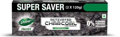 Dabur Herb'l Activated Charcoal and Mint (Black Gel) Toothpaste(240 g, Pack of 2)