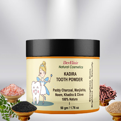 DevElixir Ayurvedic Tooth Powder Deep Clean Strengthen Gums Whiten Teeth–Naturally khadira(50 g)