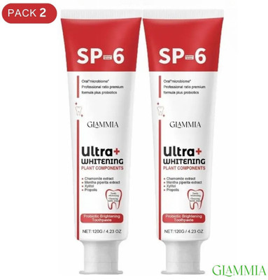 GLAMMIA SP 6 Toothpaste | Radiant Whitening Brushing Daily Protection Care Toothpaste(60 g, Pack of 2)