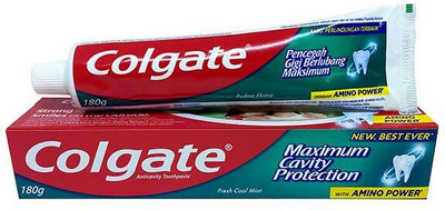 Colgate MAXIMUM CAVITY PROTECTION FRESH COOL MINT WITH AMINO POWER TOOTHPASTE Toothpaste(180 g)