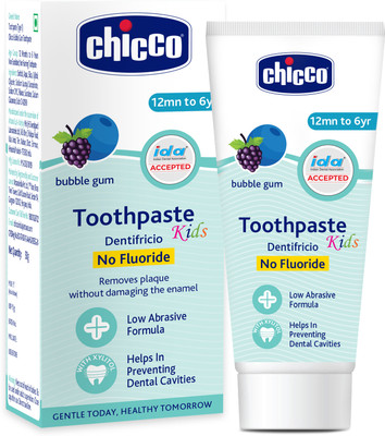 Chicco Bubble Gum Flavour 1-6Y, No Fluoride Toothpaste(50 g)