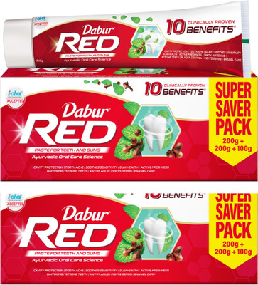 Dabur Red Ayurvedic Paste (Combo Pack 1+1, 500g-each) Toothpaste(1000 g, Pack of 2)
