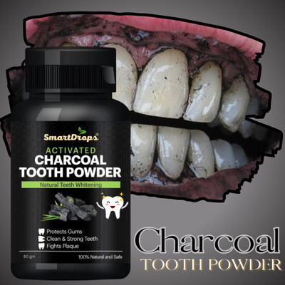 smartdrops Charcoal Teeth Whitening Powder for Gentle on Gums, Freshens Breath(80 g)