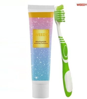 WEEDY Niacinamide Whitening Paste with Travel-Friendly Toothbrush(2 Items in the set)