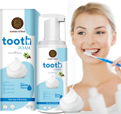KARMA TERRA Tooth Foam with Neem and Laung, 100 ml, For Healthy Gums & Strong Teeth Toothpaste(100 ml)