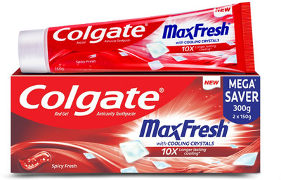 Colgate MaxFresh Toothpaste, Red Gel Paste with Menthol - Spicy Fresh (Combo Pack) Toothpaste(300 g)