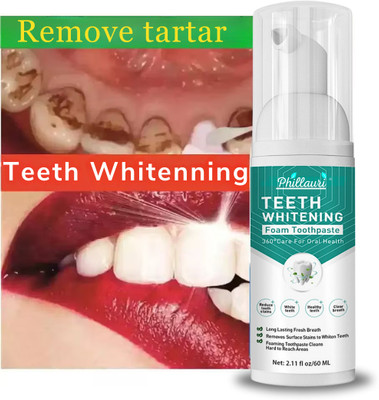Phillauri Ultra Whitening Teeth Foam Fresh Mint, Gentle Formula for Radiant Smiles Toothpaste(60 ml)