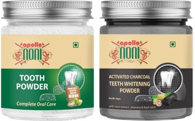 Apollo Noni Charcoal & Noni Tooth Whitening Powder Ayurvedic Dant manjan Remove Stains(100 g, Pack of 2)