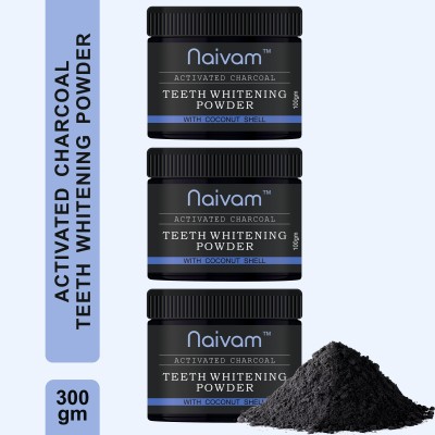 Naivam Activated Charcoal Teeth Whitening Powder - 300gm (Pack of 3 x 100gm)(300 g, Pack of 3)
