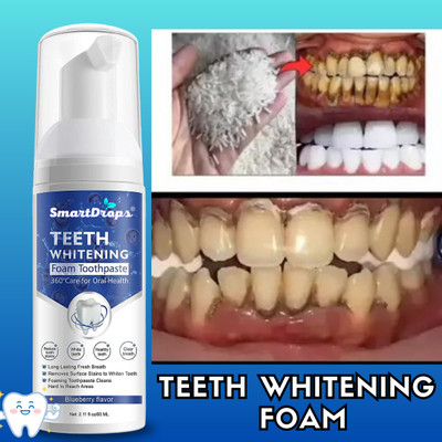 smartdrops BrightSmile Teeth Whitening Foam: Deep Clean, Long -Lasting Freshness Toothpaste(60 ml)