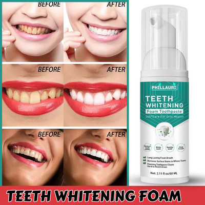 Phillauri Teeth Whitening Foam For Fresh Breath and Remove Bead Breath | Deeply Clean Foam Toothpaste(60 ml)