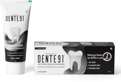 DENTE91 Anti-Stain Charcoal Toothpaste for Stain Removal & Teeth Whitening Toothpaste(70 g)