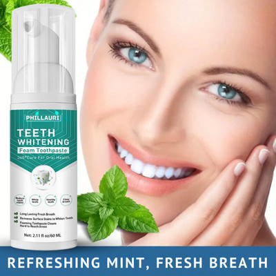 Phillauri Fresh Mint Teeth Whitening Foam For Remove Tooth Stains, Smoke Stains Toothpaste(60 ml)