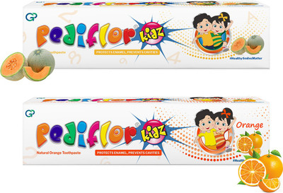PEDIFLOR Anti Cavity Toothpaste Orange and Melon Flavour Combo Pack | 70g per pack | Toothpaste(140 g, Pack of 2)