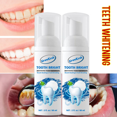 Growkesh Teeth Whitening Mousse Foam Toothpaste Cleaning Gums Freshen Breath Foaming Toothpaste(120 ml, Pack of 2)