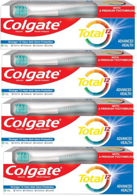 Colgate New Total Advanced Health 150gm with Premium Soft toothbrush Toothpaste(600 g, Pack of 4)
