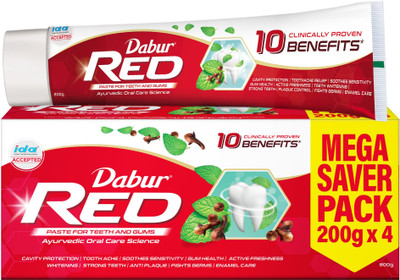 Dabur Red Ayurvedic Toothpaste Toothpaste(800 g, Pack of 4)