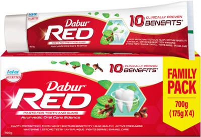 Dabur Red Paste (Combo Pack- 175g x 4) |Complete Cavity Protection |13 Ayurvedic Herbs Toothpaste(700 g)