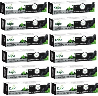KAIPO ACTIVATED CHARCOAL TOOTHPASTE 100GM (Pack of 12) Toothpaste(1200 g, Pack of 12)