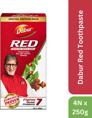 Dabur Red Red Toothpaste-Special Edition Pack - 250gx4, Ayurvedic Paste Toothpaste(1000 g)
