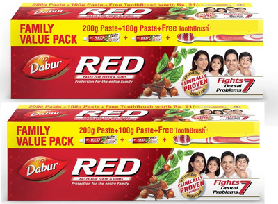Dabur red paste for teeth & gum Toothpaste(300 g, Pack of 2)
