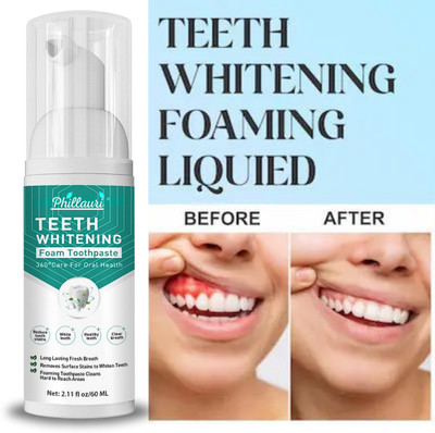 Phillauri Pro Whitening Teeth Foam Deep Clean, teeth whitening foam cleaning gums Toothpaste(60 ml)