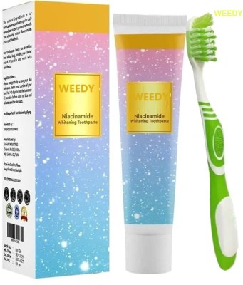 WEEDY Niacinamide Whitening Toothpaste & Soft Bristle Toothbrush Toothpaste(35 g, Pack of 2)