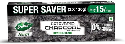 Dabur Herb'L Activated charcoal Toothpaste-240G (120gx2) Toothpaste(240 g)