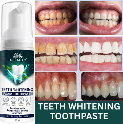 INTIMIFY Teeth Whitening Foam Toothpaste, Whitens Yellow Teeth, Helps Prevent Bad Breath Toothpaste(60 ml)