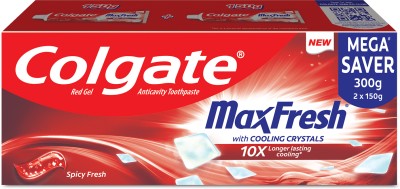 Colgate MaxFresh Toothpaste, Red Gel Paste with Menthol - Spicy Fresh (Combo Pack) Toothpaste(300 g)