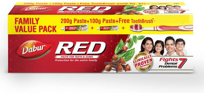 Dabur Red Toothpaste - 300gm Family Pack with Toothbrush ^ 300 GM Toothpaste(300 g)