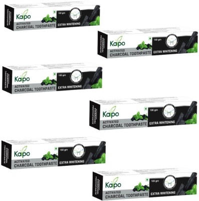 KAIPO ACTIVATED CHARCOAL TOOTHPASTE 100GM (Pack of 6) Toothpaste(600 g, Pack of 6)