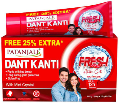 PATANJALI Dant Kanti Fresh Active Gel Toothpaste with Mint Crystal Toothpaste(100 g)