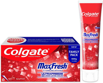 Colgate MaxFresh Toothpaste, Red Gel Paste with Menthol - Spicy Fresh (Combo Pack) Toothpaste(600 g)