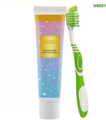 WEEDY Niacinamide Toothpaste & Soft Toothbrush Set for Whitening Toothpaste(35 g, Pack of 2)