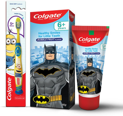 Colgate Kids (6+ Yrs) Batman Toothpaste – 80g & Kids (5+ Yrs) Minion Toothbrush – 1Pc On Flipkart For Rs. 113 @ 50% off