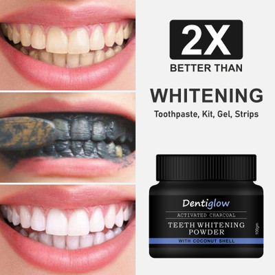 Dentiglow Activated Charcoal Teeth Whitening Powder, - 100 gm(100 g)