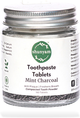 Shunyam Toothpaste Tablets (180 Tabs) (Mint Charcoal) Toothpaste(50 g)