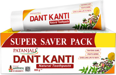 PATANJALI Dant Kanti For Strong Teeth & Gums, Prevents Bad Breath Toothpaste(800 g, Pack of 4)