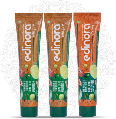 Edinora SLS free Ayurvedic Toothpaste for adults Toothpaste(270 g, Pack of 3)