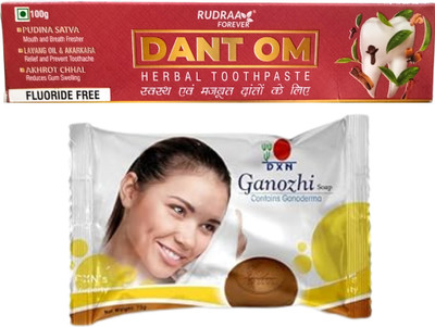 RUDRAA FOREVER Dant Om Herbal Toothpaste 100g & DXN Ganozhi Soap 75g Toothpaste(175 g, Pack of 2)