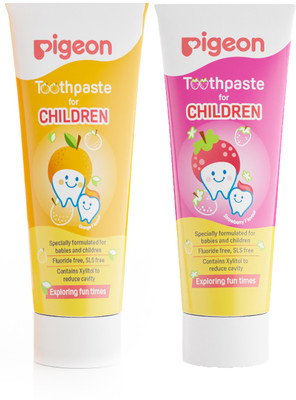 Pigeon Orange And Strawberry Children Toothpaste for kids combo 45g Toothpaste(45 g, Pack of 2)