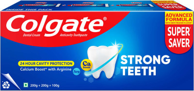 Colgate Strong Teeth Indias No.1 Toothpaste Anticavity Toothpaste - 200g + 200g + 100g Toothpaste(500 g)