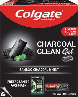 Colgate Charcoal Clean Toothpaste 480g and Garnier Charcoal face mask Toothpaste(480 g, Pack of 5)