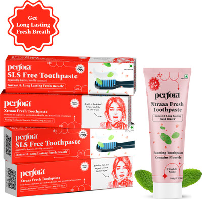 Perfora Xtraaa Fresh Toothpaste (100 x 4) Instant & Long Lasting Fresh Breath | SLS Free Toothpaste(400 g, Pack of 4)
