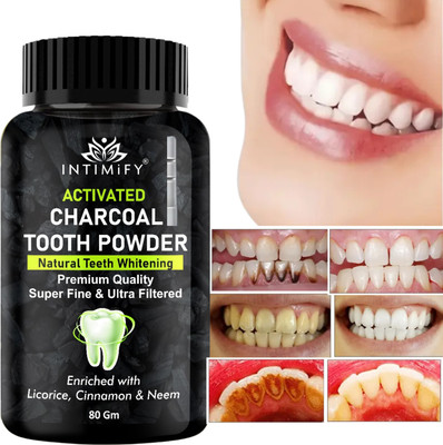 INTIMIFY Charcoal Teeth Whitening Powder | For Yellow Strain & Bad Breath(80 g)