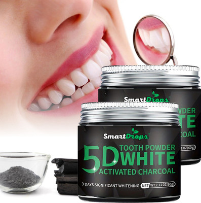 smartdrops Charcoal Teeth Whitening Powder for Natural Whitening & Freshen Breath(120 g, Pack of 2)