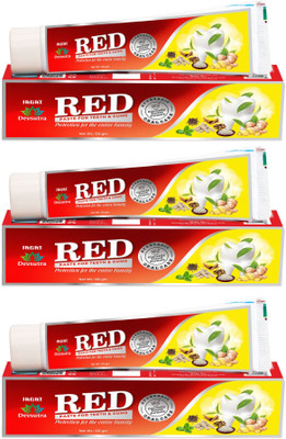 Jagat HERBAL Red Toothpaste for Teeth Whitening & Cold Breath Toothpaste(375 g, Pack of 3)