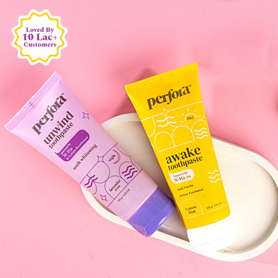 Perfora Daily Routine- Lavender Rose & Lemon Mint. Active Freshness & Cavity Prevention. Toothpaste(200 g, Pack of 2)